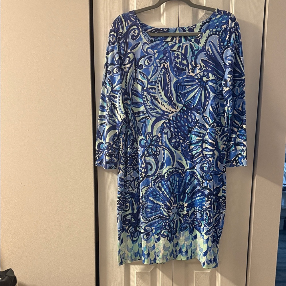 Lilly Pulitzer Blue and Aqua Patterned Dress